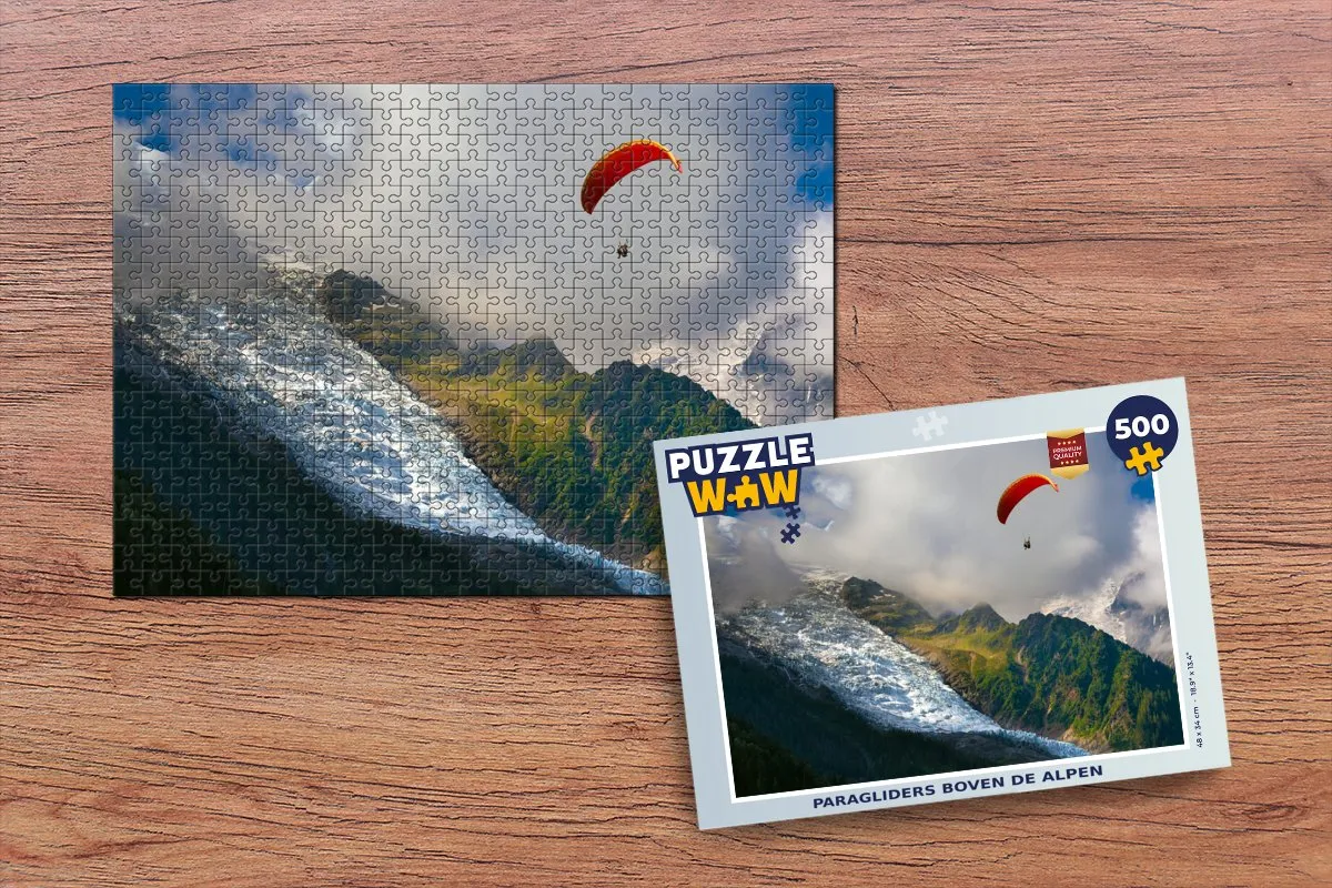 PuzzleWow Alpen Paragliding Legpuzzel 500 Stuks - Multicolor