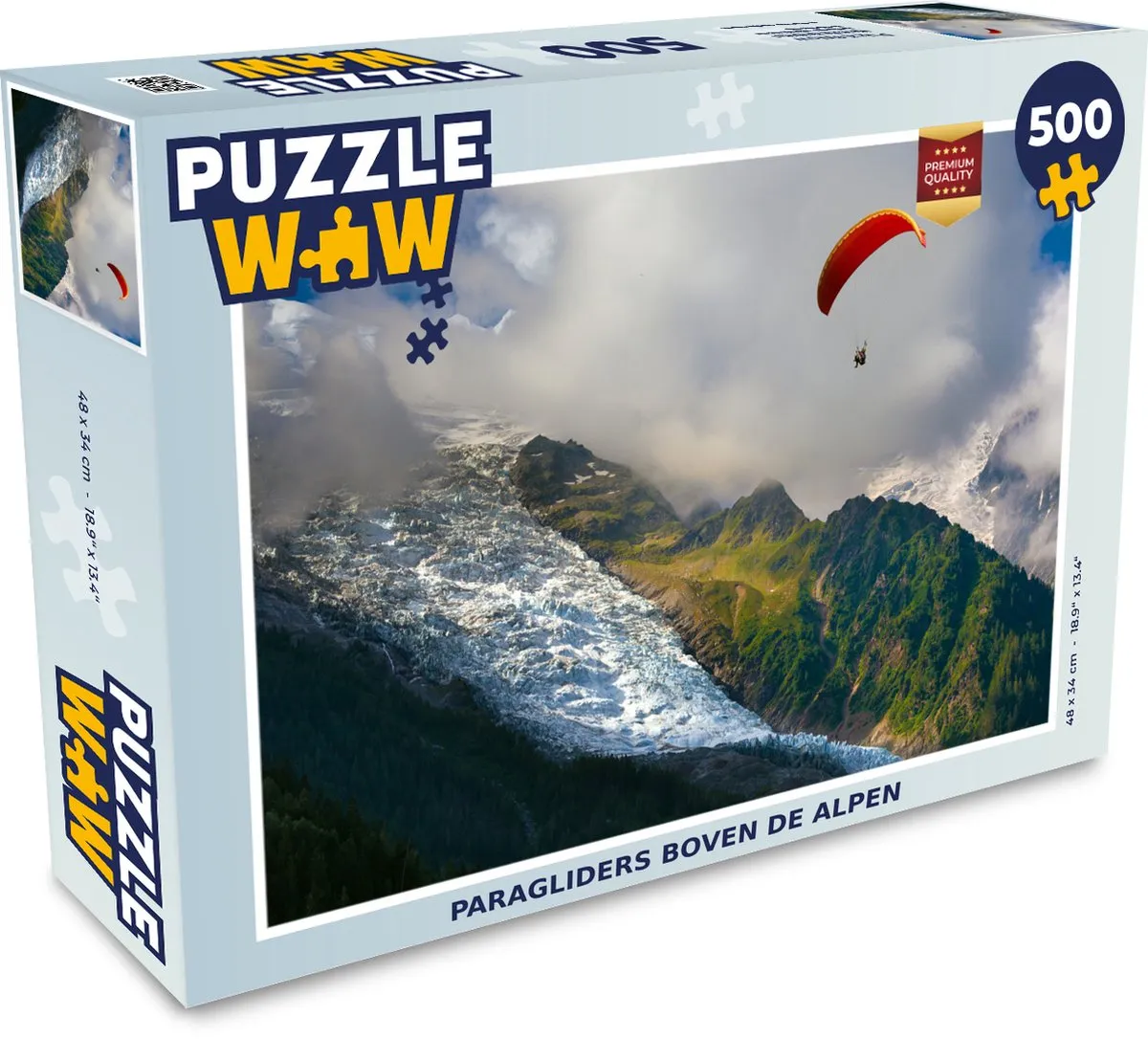 PuzzleWow Alpen Paragliding Legpuzzel 500 Stuks - Multicolor