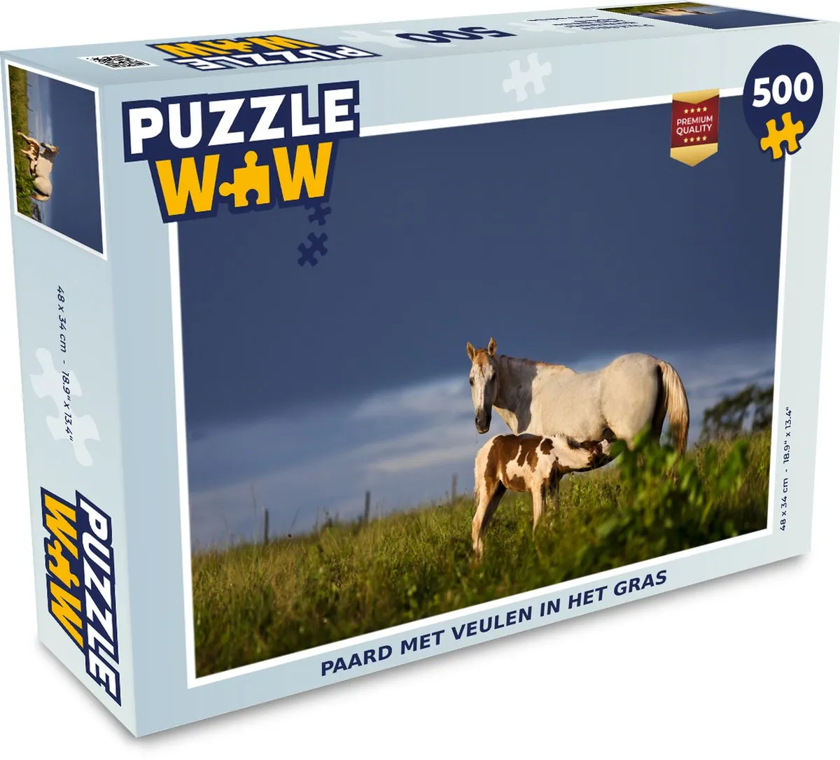 PuzzleWow Paarden Gras Veulen Legpuzzel 500 Stuks - Multicolor
