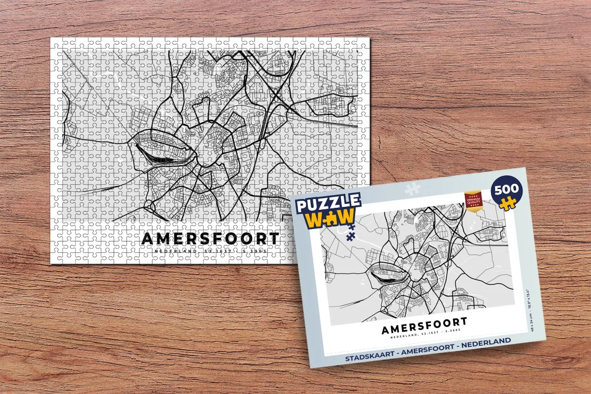 PuzzleWow Stadskaart Amersfoort Legpuzzel 500 Stuks - Multicolor