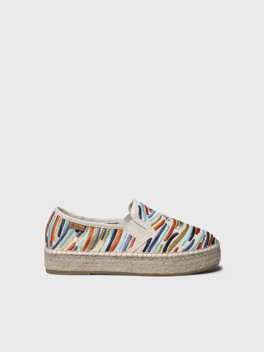 Dames espadrille met veelkleurig borduurwerk