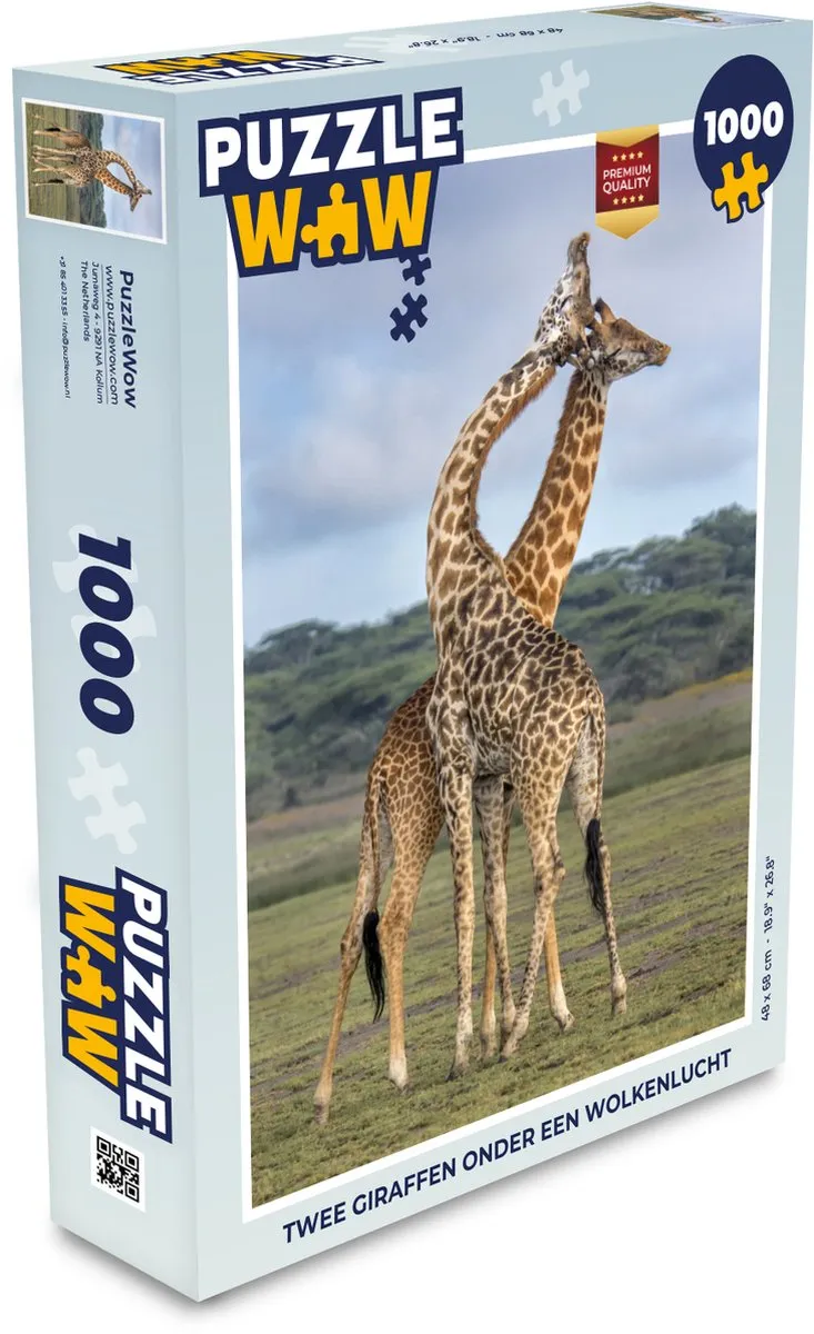 PuzzleWow Legpuzzel Twee Giraffen 1000 Stuks - Multicolor