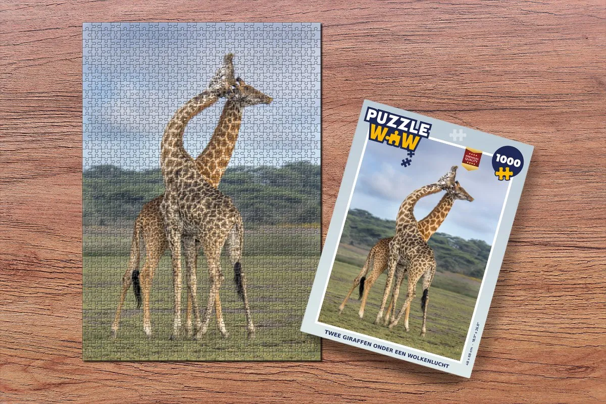 PuzzleWow Legpuzzel Twee Giraffen 1000 Stuks - Multicolor