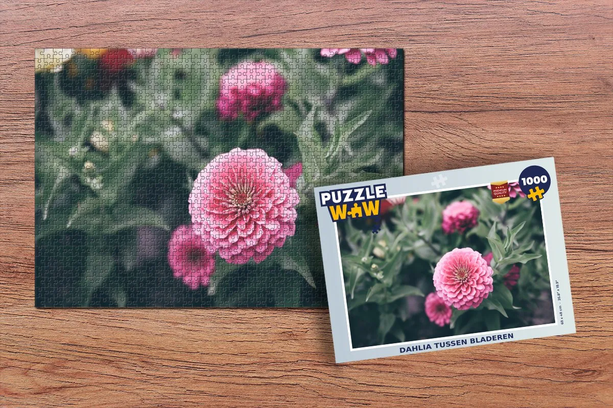 PuzzleWow Dahlia Tussen Bladeren Legpuzzel 1000 Stuks - Multicolor