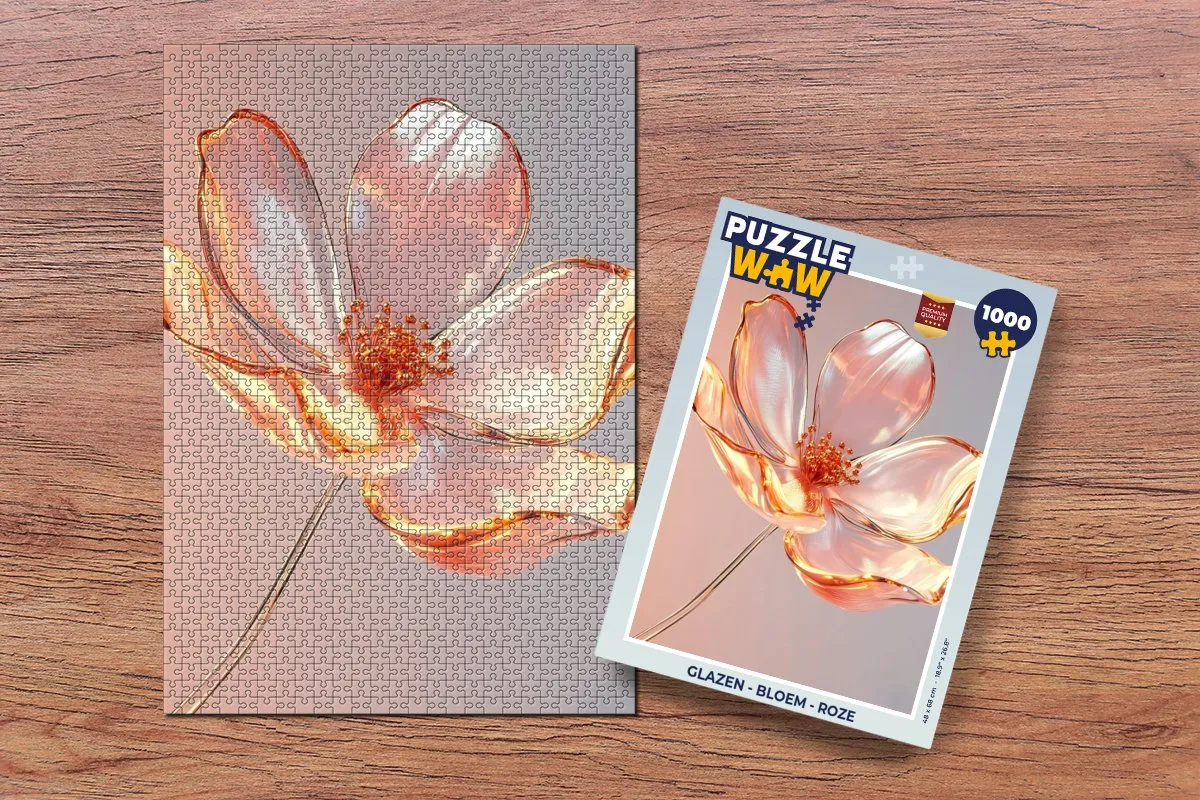 PuzzleWow Glazen Bloem Legpuzzel 1000 Stuks - Roze