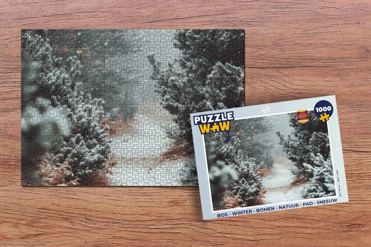 PuzzleWow Bos Winter Bomen Natuur Puzzel 1000 Stuks - Bospad