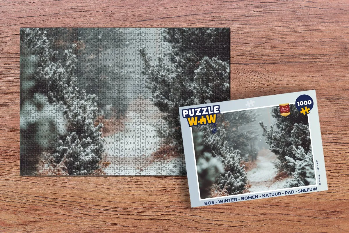PuzzleWow Bos Winter Bomen Natuur Puzzel 1000 Stuks - Bospad