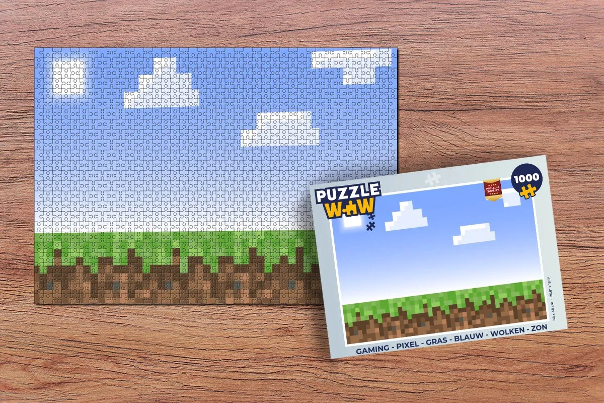PuzzleWow Pixel Gamen Gras Legpuzzel 1000 Stuks - Multicolor