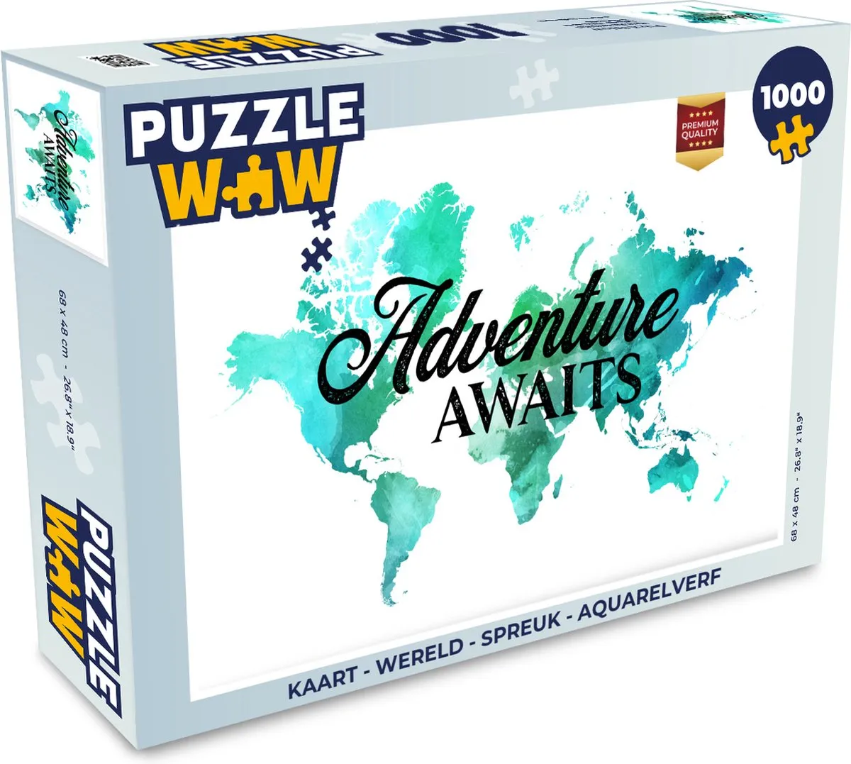 PuzzleWow Wereld Spreuk Aquarelverf Legpuzzel 1000 Stuks - Multicolor