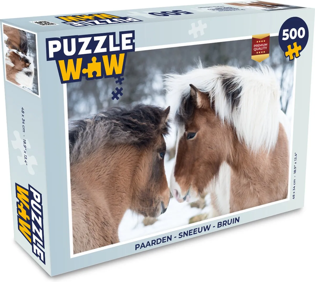 PuzzleWow Paarden Sneeuw Legpuzzel 500 Stuks - Multicolor