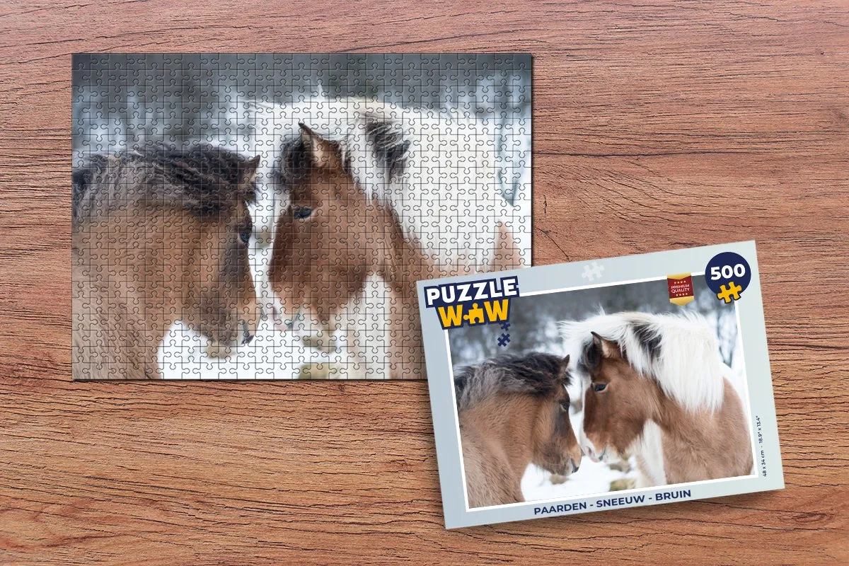 PuzzleWow Paarden Sneeuw Legpuzzel 500 Stuks - Multicolor