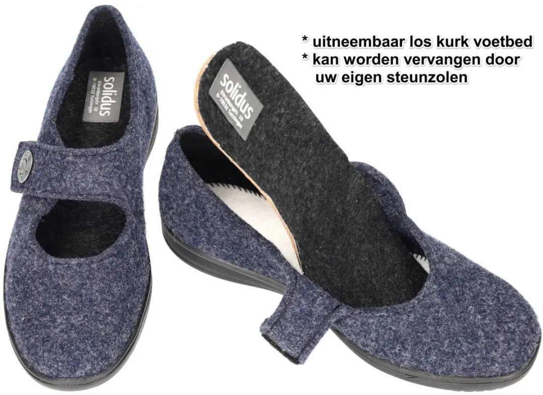 Solidus Dames Pantoffels - Maat 41.5 - Donkerblauw - afbeelding 2 van 4