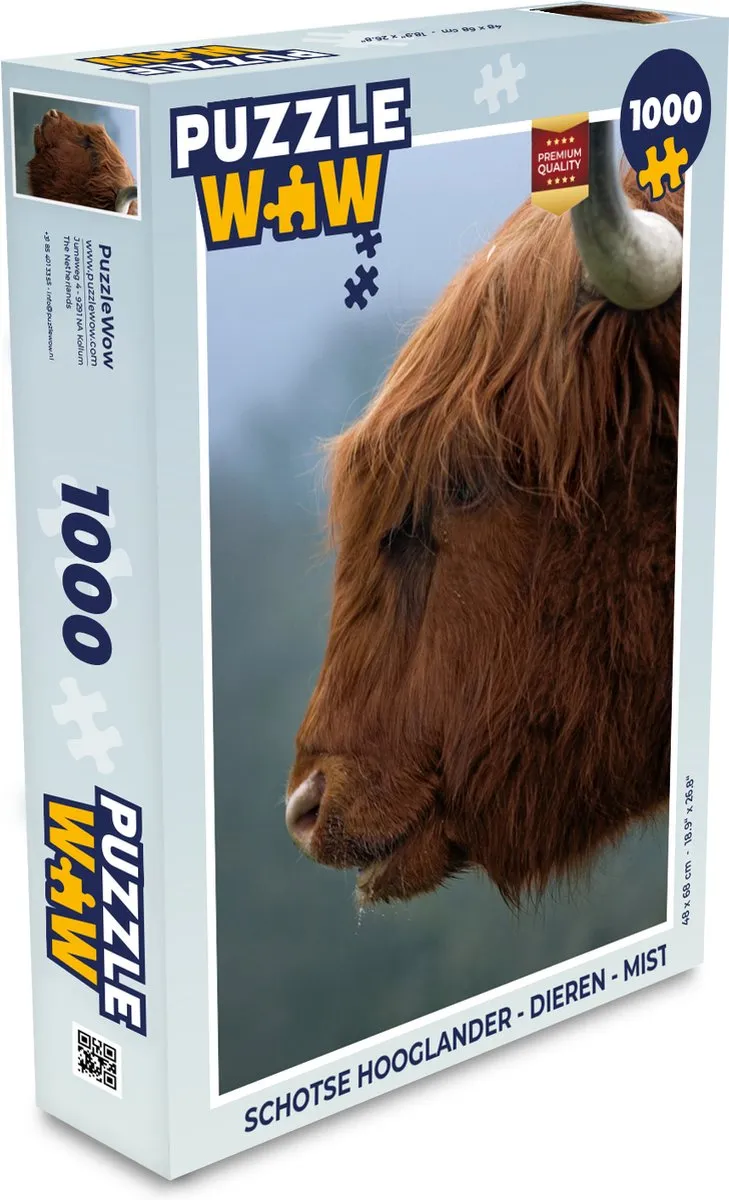 PuzzleWow Schotse Hooglander Legpuzzel 1000 Stuks - Multicolor