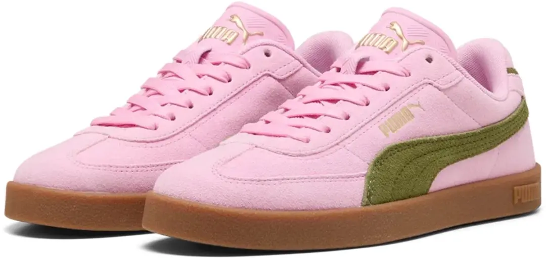PUMA Club II Era Suede Sneakers - Pink Shimmer/Olive Green - afbeelding 2 van 6