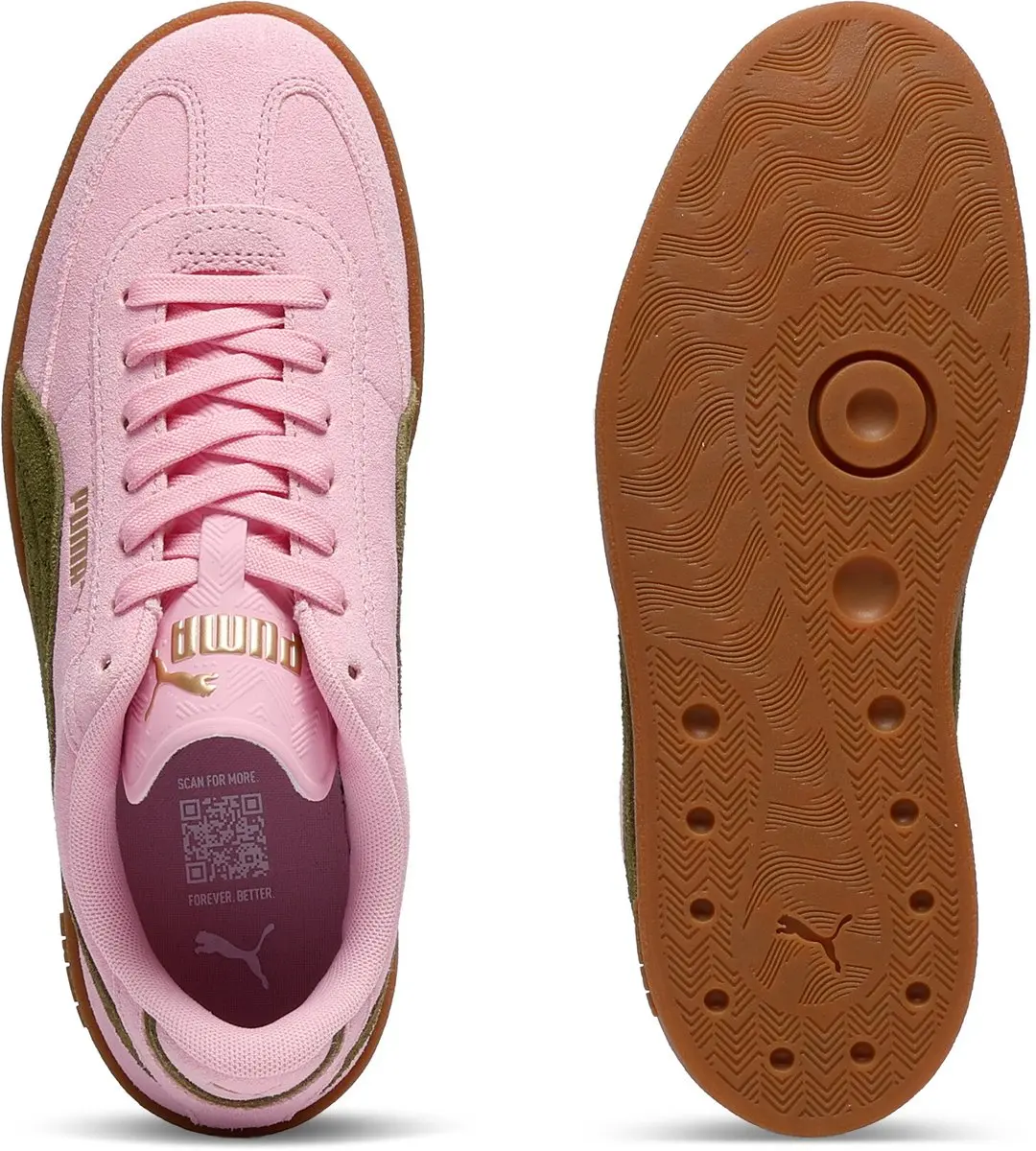PUMA Club II Era Suede Sneakers - Pink Shimmer/Olive Green - afbeelding 6 van 6