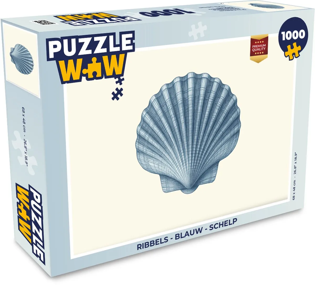 PuzzleWow Ribbels Blauwe Schelp Legpuzzel 1000 Stuks