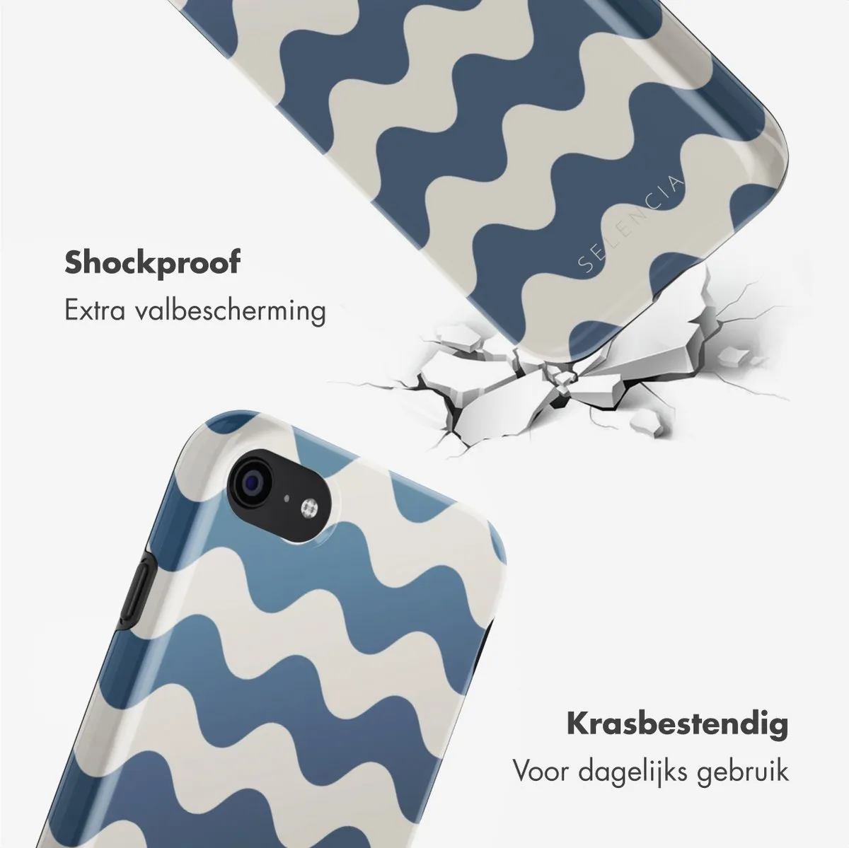 Selencia Wave Vibes Classic Blue Hoesje - iPhone 6/7/8/SE (2020/2022)