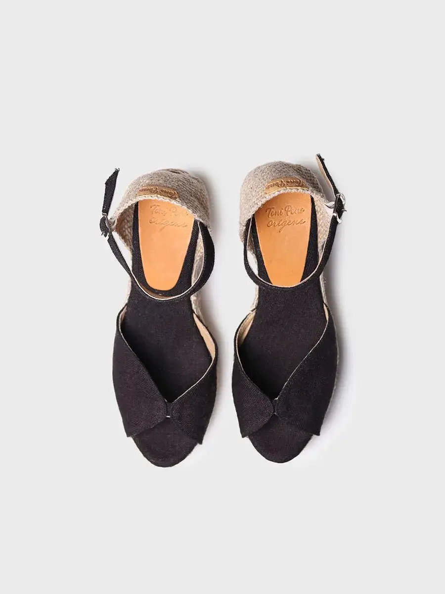 Espadrille met sleehak en gesp