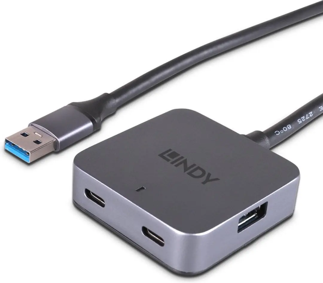 Lindy 43388 USB 3.2 Hub - 2x Type-C 5Gbps - Zwart/Grijs - afbeelding 3 van 5