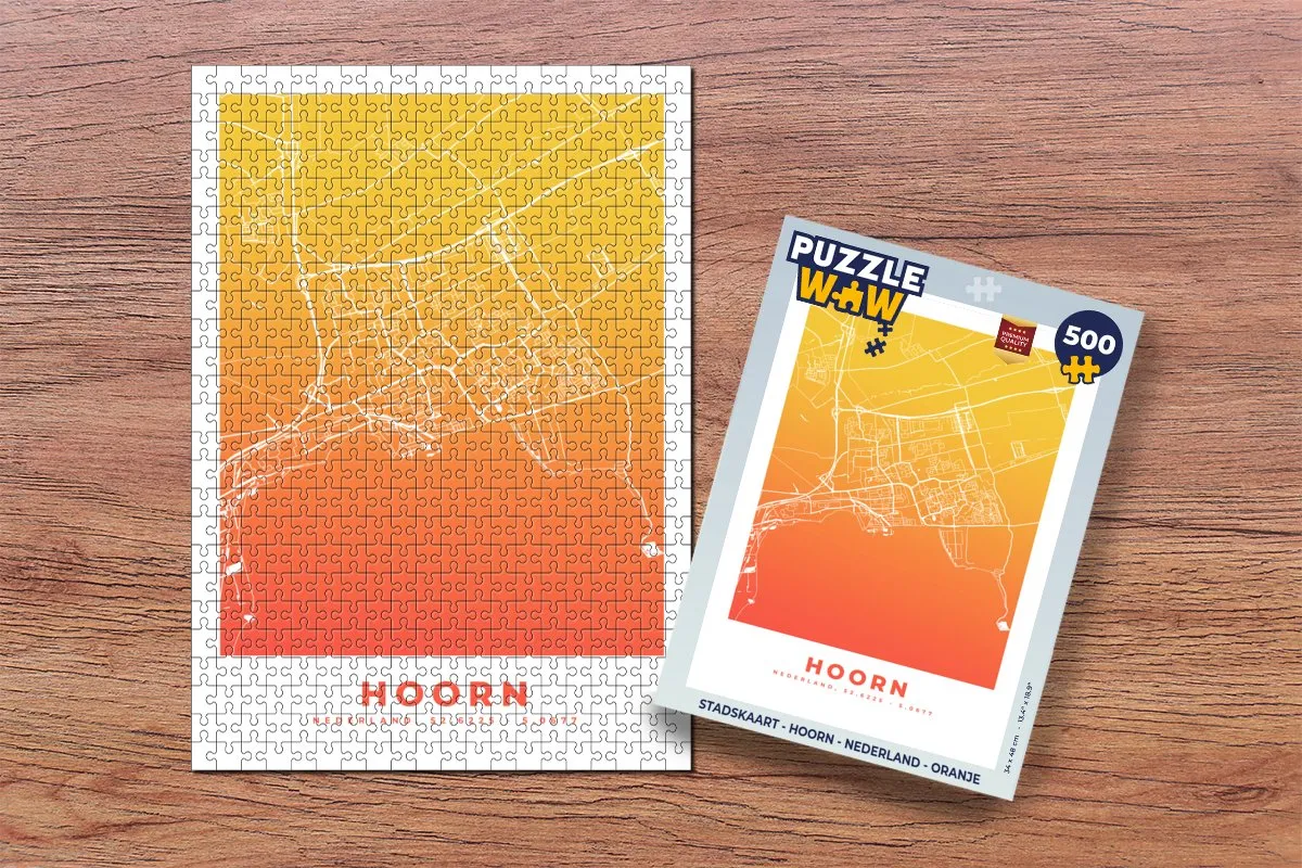 PuzzleWow Stadskaart Hoorn Nederland Legpuzzel 500 Stuks - Multicolor