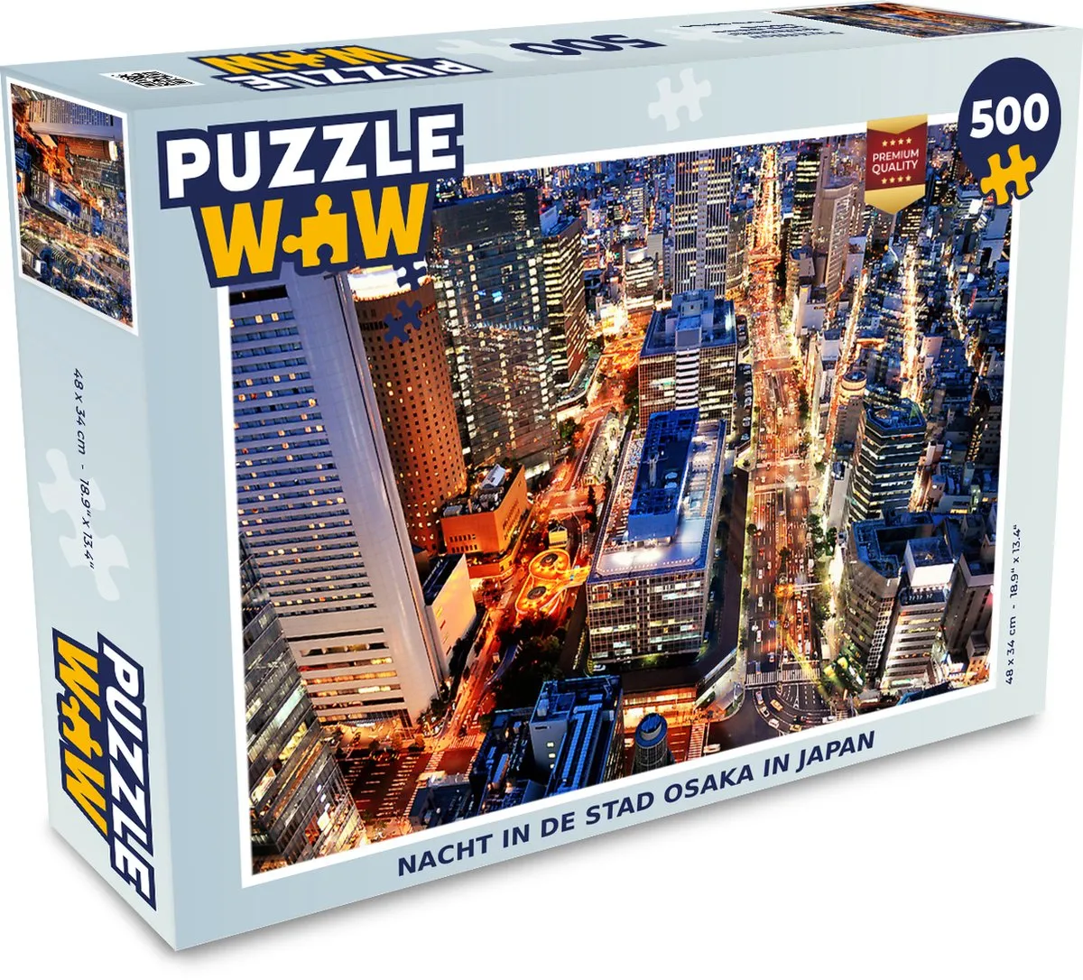 PuzzleWow Nacht in de Stad Osaka Legpuzzel 500 Stuks - Multicolor