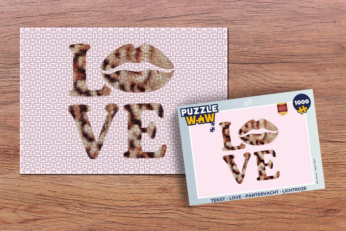 PuzzleWow Love Pantervacht Legpuzzel 1000 Stuks - Lichtroze