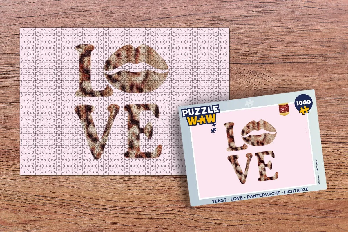 PuzzleWow Love Pantervacht Legpuzzel 1000 Stuks - Lichtroze