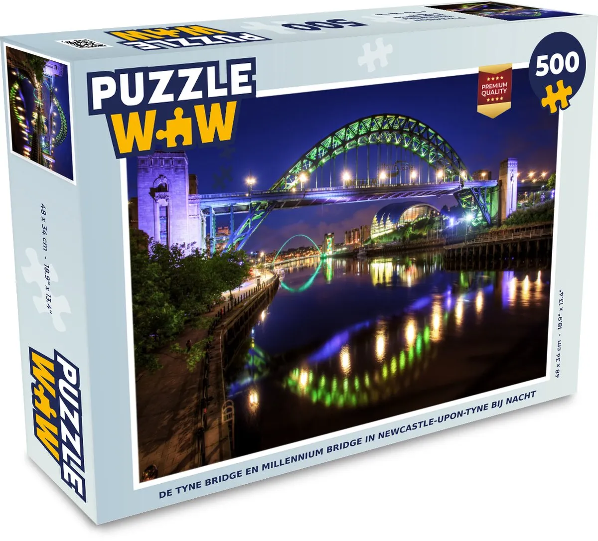 PuzzleWow De Tyne Bridge & Millennium Bridge Newcastle - Legpuzzel 500 Stuks - Multicolor