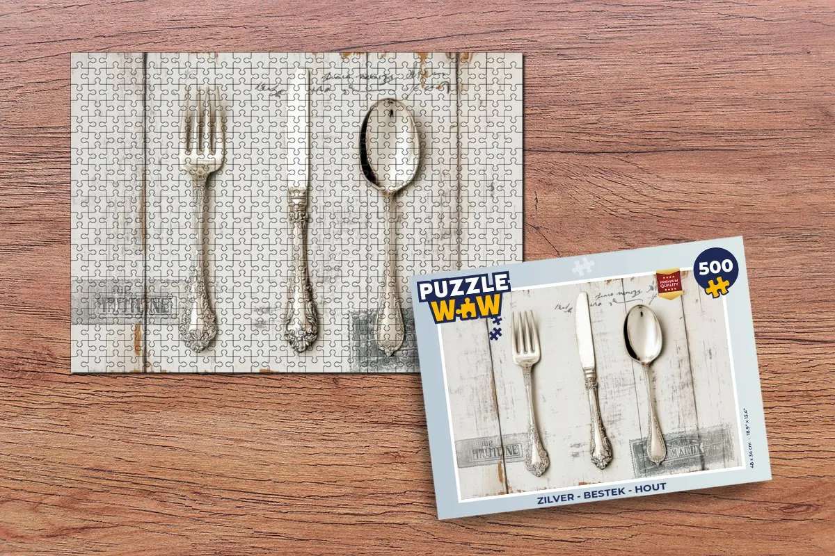 PuzzleWow Bestek Legpuzzel 500 Stuks - Zilver