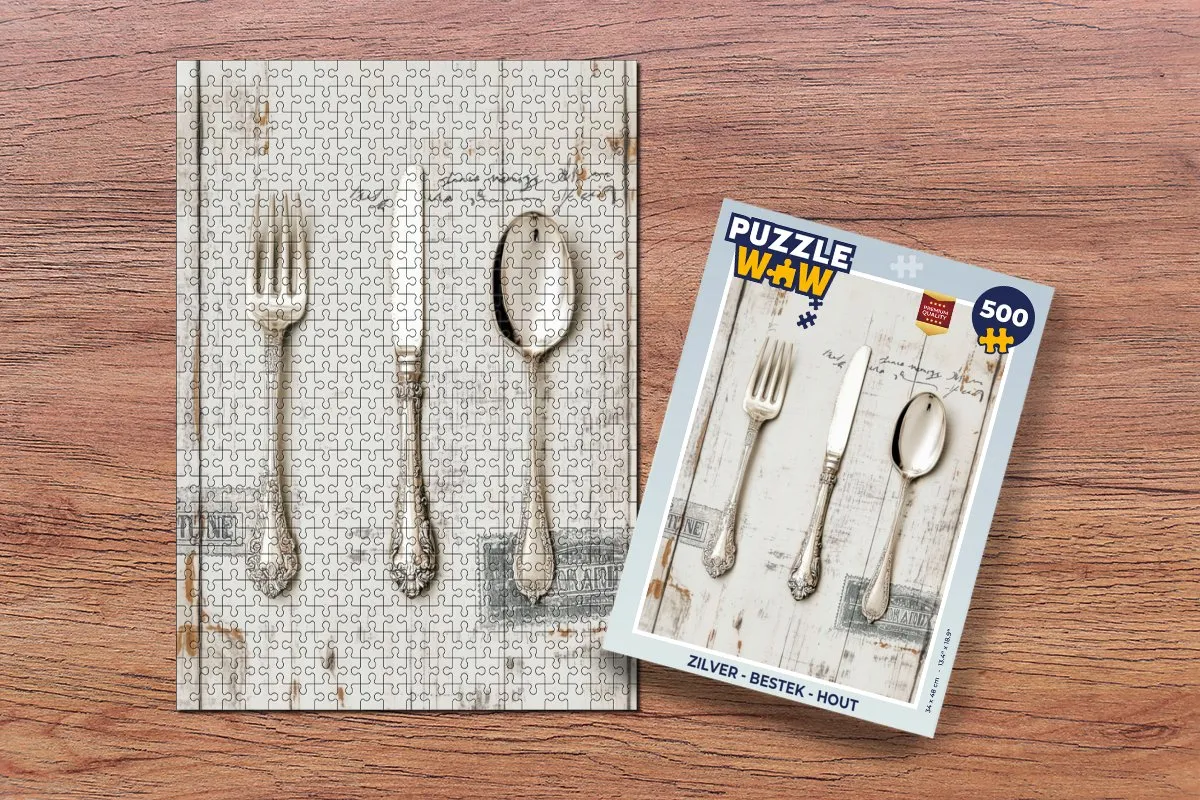 PuzzleWow Bestek Legpuzzel 500 Stuks - Zilver