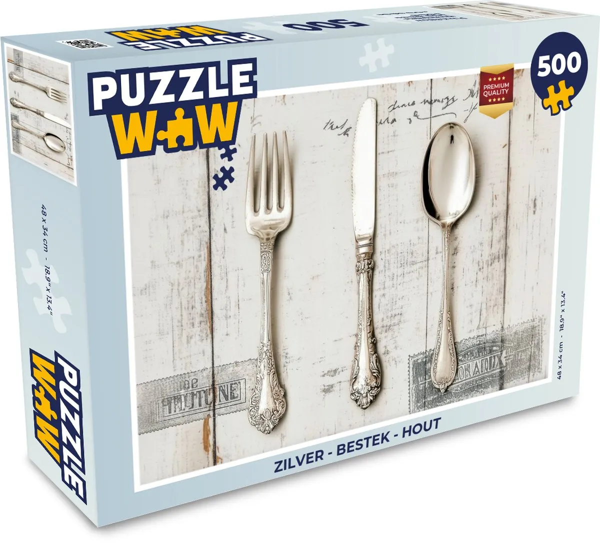 PuzzleWow Bestek Legpuzzel 500 Stuks - Zilver