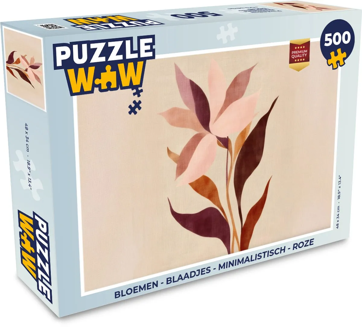 PuzzleWow Minimalistische Roze Bloemen Puzzel 500 Stuks