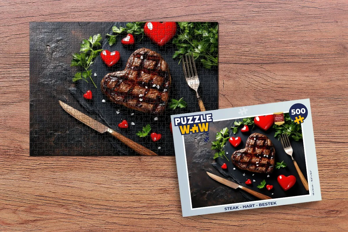 PuzzleWow Steak Hart Legpuzzel 500 Stuks - MPN 8721169396934