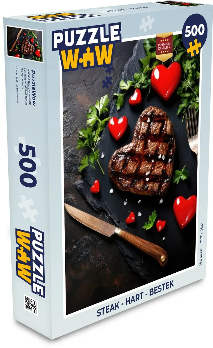 PuzzleWow Steak Hart Legpuzzel 500 Stuks - MPN 8721169396934