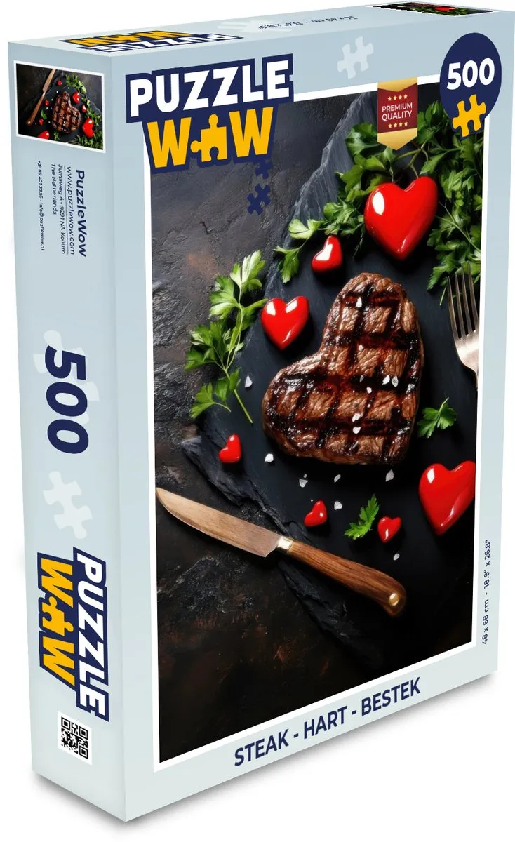 PuzzleWow Steak Hart Legpuzzel 500 Stuks - MPN 8721169396934