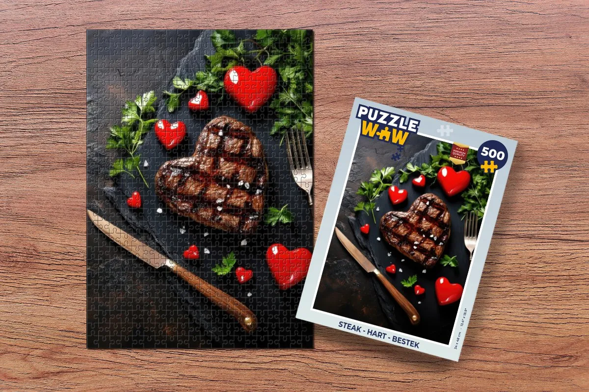 PuzzleWow Steak Hart Legpuzzel 500 Stuks - MPN 8721169396934