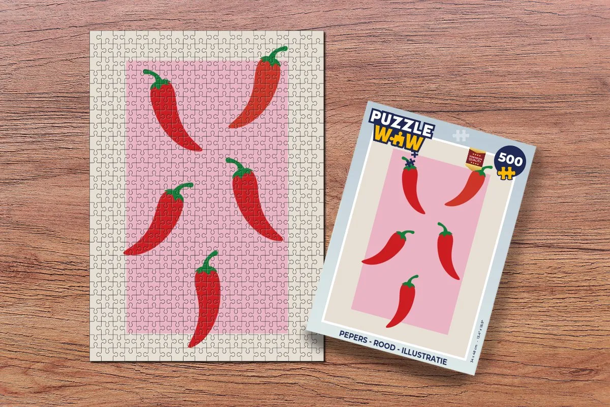 PuzzleWow Chilipepers Legpuzzel 500 Stuks - Rood