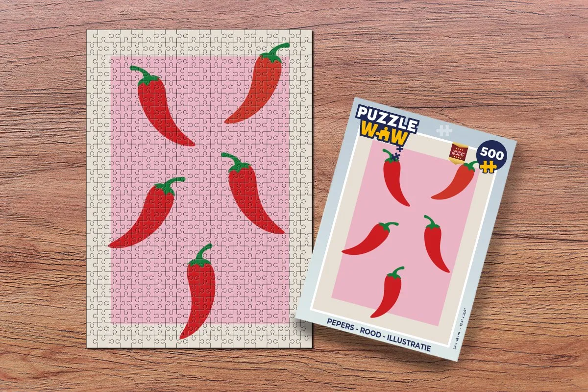 PuzzleWow Chilipepers Legpuzzel 500 Stuks - Rood