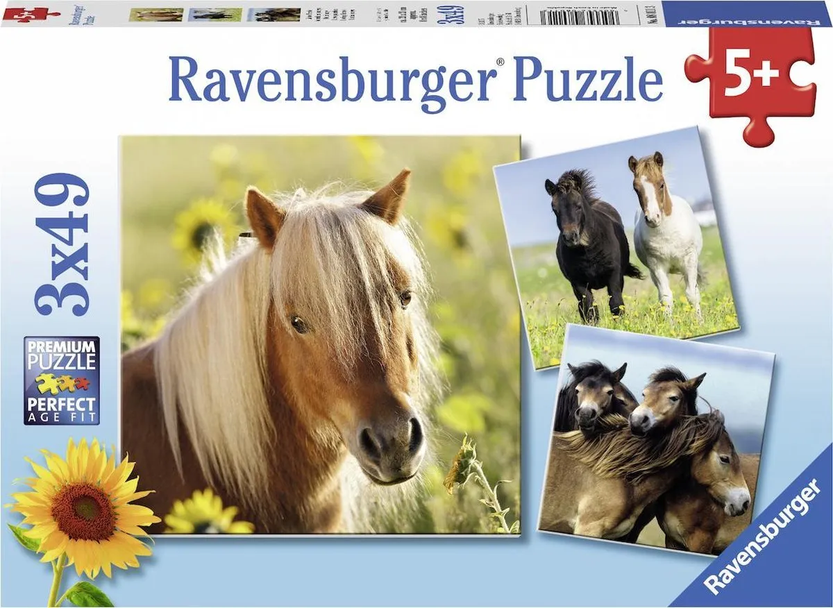 Ravensburger Schattige Pony's Puzzel 49 Stuks - 3x49