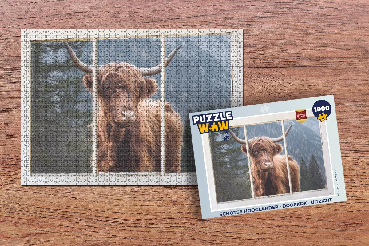 PuzzleWow Schotse Hooglander Legpuzzel 1000 Stuks - Multicolor