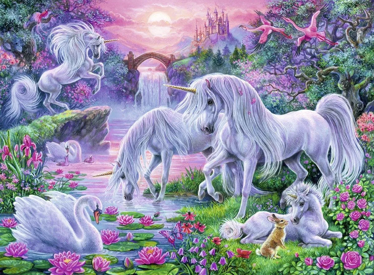 Ravensburger Eenhoorns in het Avondrood Puzzel 150 Stuks
