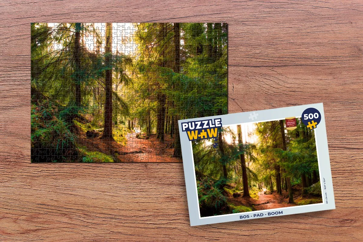PuzzleWow Bos Pad Bomen Legpuzzel 500 Stuks - Multicolor