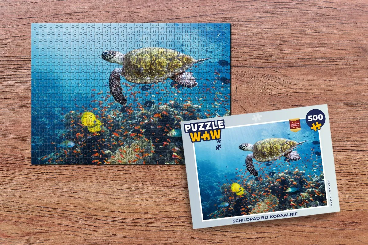 PuzzleWow Schildpad bij Koraalrif Legpuzzel 500 Stuks - Multicolor
