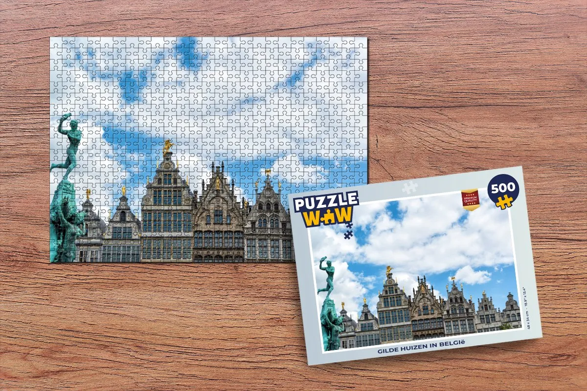 PuzzleWow Gilde Huizen België Legpuzzel 500 Stuks - Multicolor