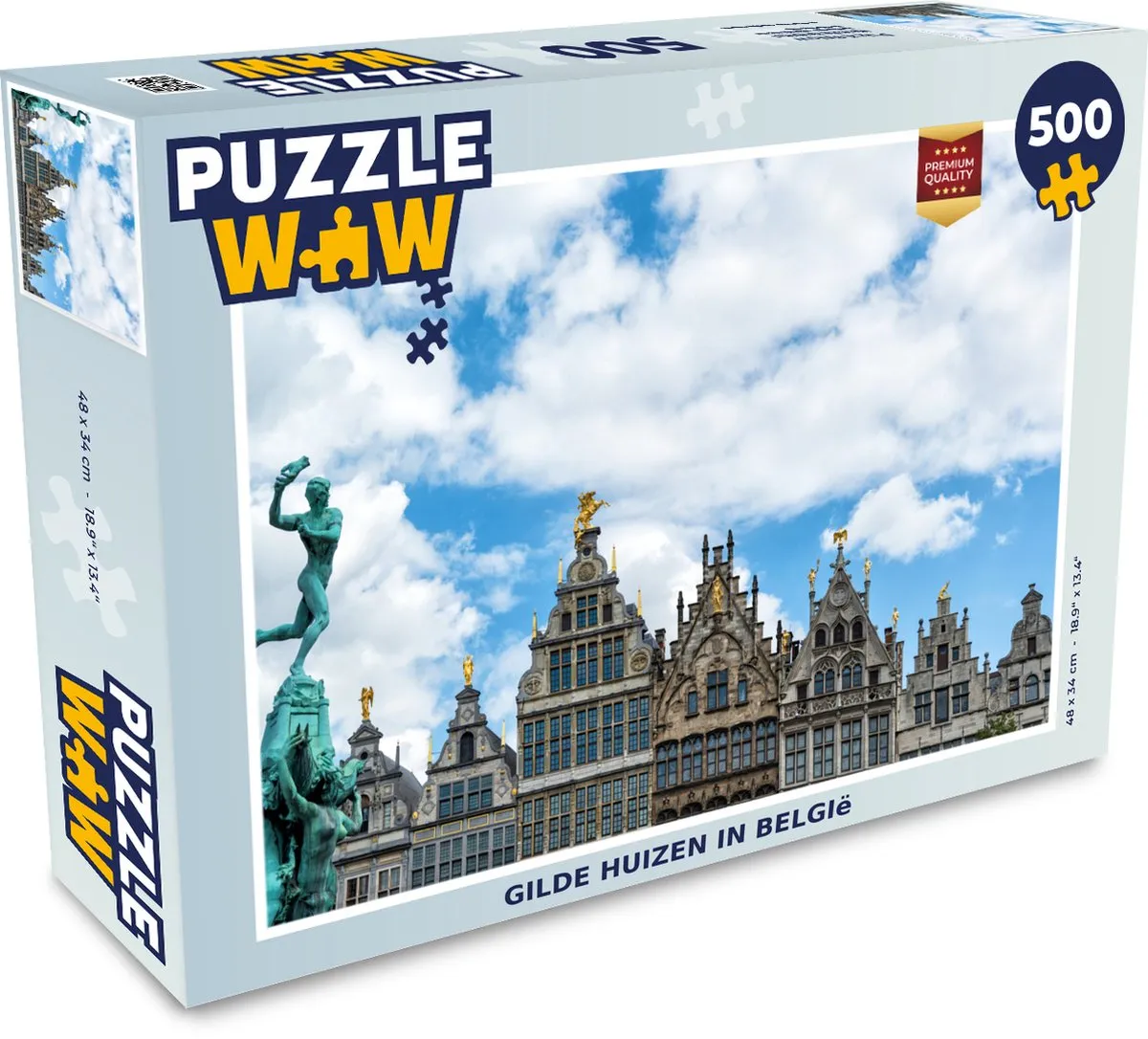 PuzzleWow Gilde Huizen België Legpuzzel 500 Stuks - Multicolor