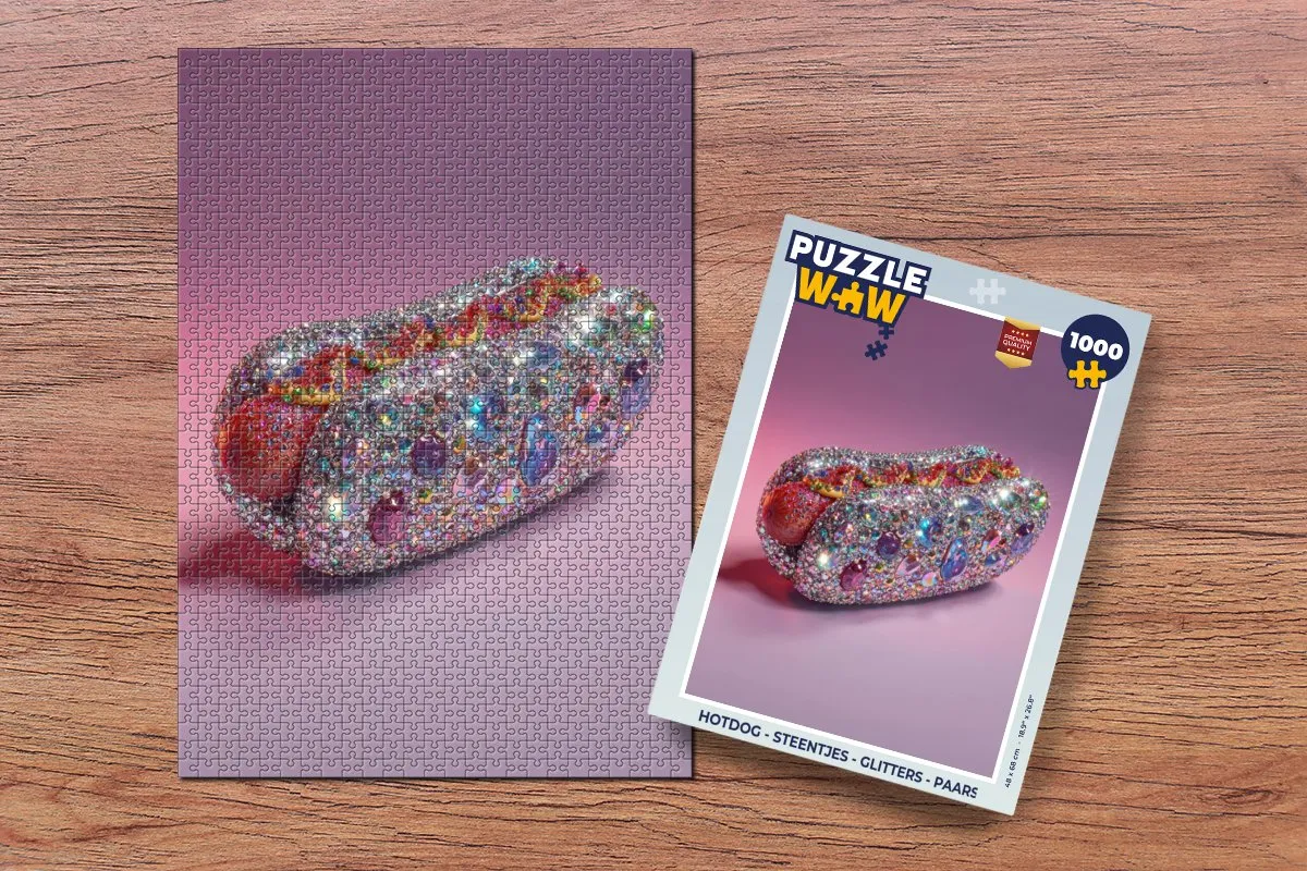 PuzzleWow Hotdog Glitters Legpuzzel 1000 Stuks - Paars
