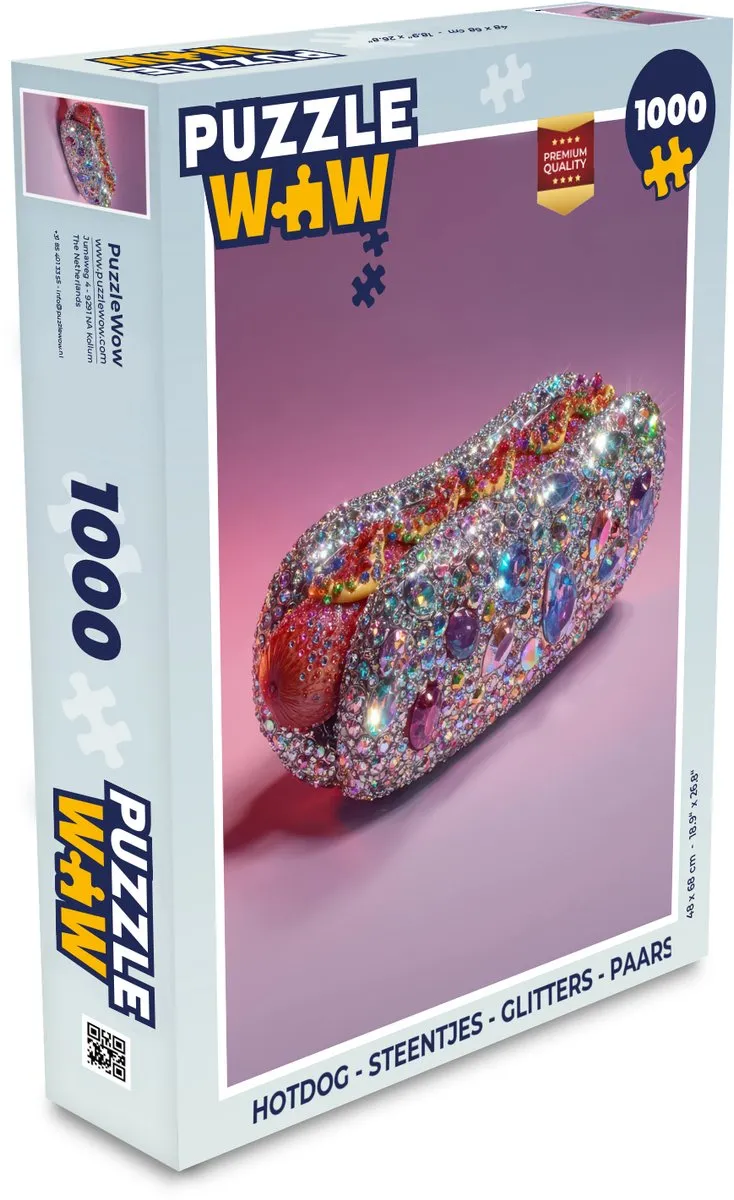 PuzzleWow Hotdog Glitters Legpuzzel 1000 Stuks - Paars