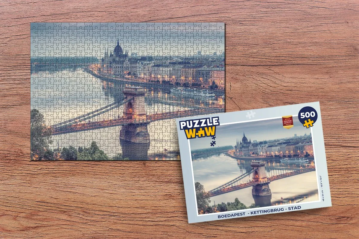 PuzzleWow Boedapest Kettingbrug Legpuzzel 500 Stuks - Multicolor