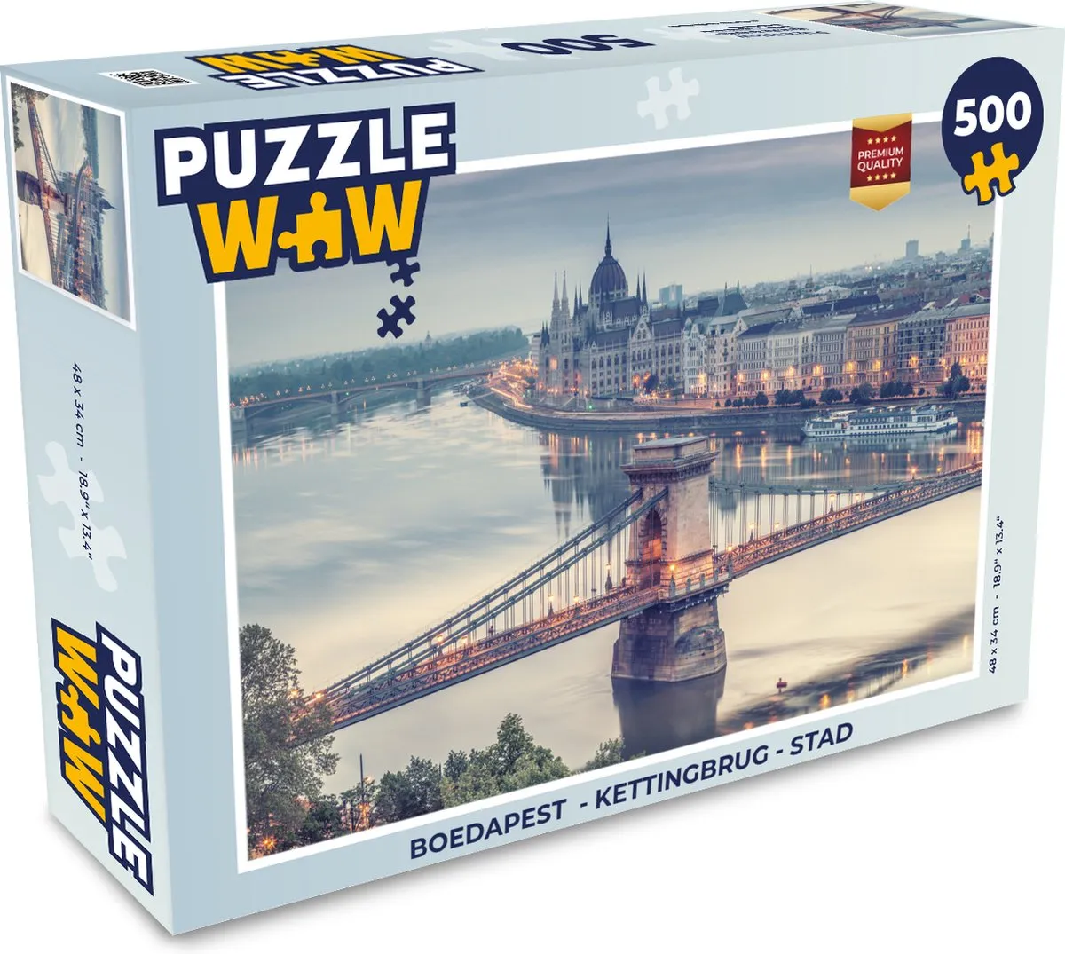 PuzzleWow Boedapest Kettingbrug Legpuzzel 500 Stuks - Multicolor