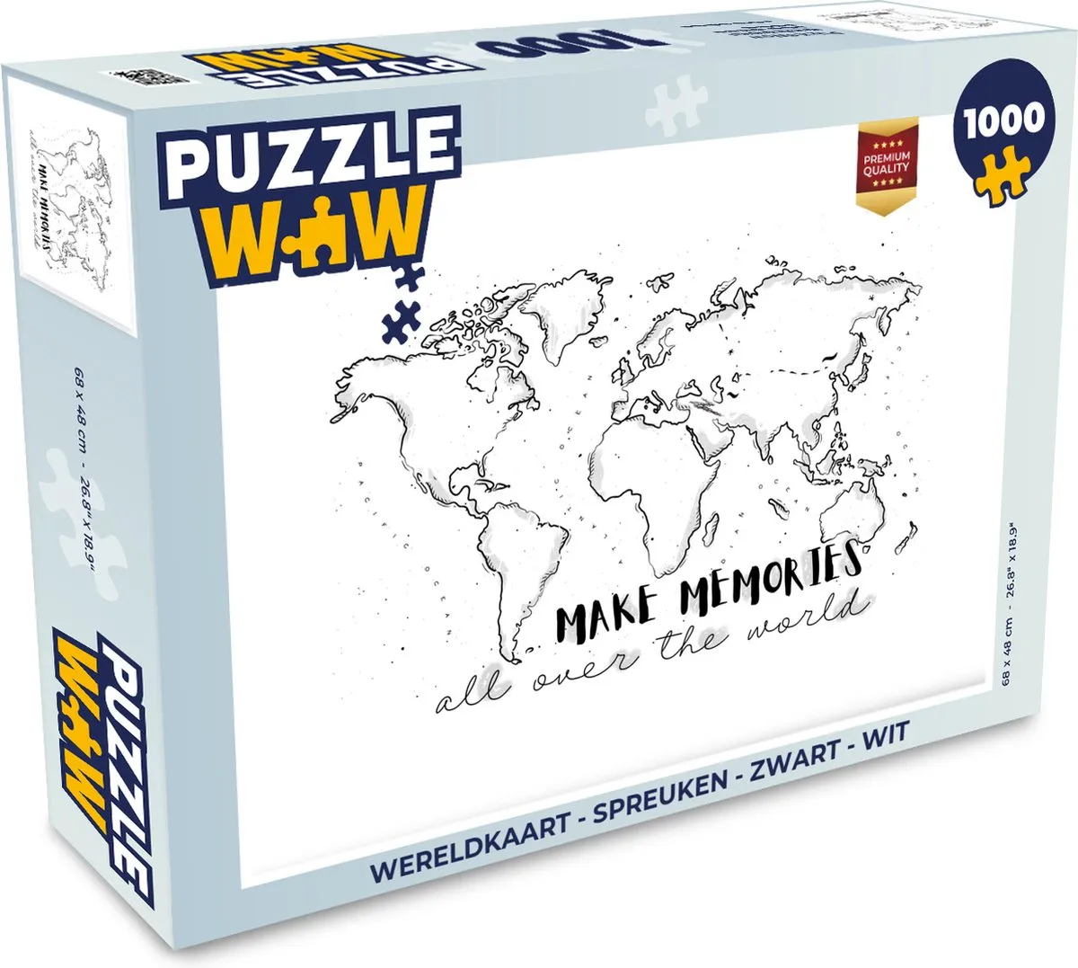 PuzzleWow Wereldkaart Legpuzzel 1000 Stuks - Multicolor